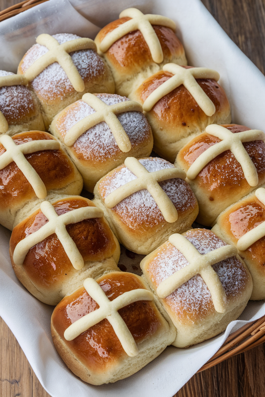 Hot Cross Buns with Dates and Pecans Recipe